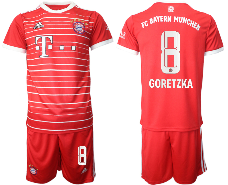 Men 2022-2023 Club Bayern Munich home Red #8 Adidas Soccer Jersey->bayern munich jersey->Soccer Club Jersey
